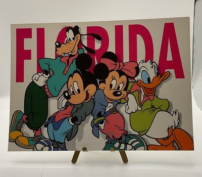 Disney Postcard Cartoon Mickey Mouse Minnie Donald Goofy Florida FL 5x7 Postcard