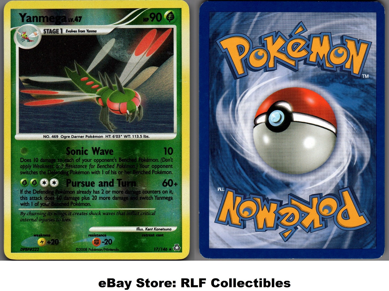 2008 Pokemon, D&P Legends Awakened, 17/146 Yanmega, Reverse Holo Rare