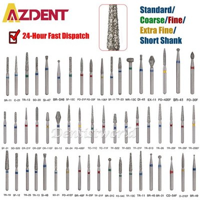 #ad 100pcs AZDENT Dental Diamond Burs For High Speed Handpiece Friction Grip 1.6mm $17.33