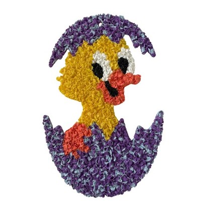 Vintage Easter Popcorn Plastic Chick Hatching Egg Wall Hanging Retro Decor 14in