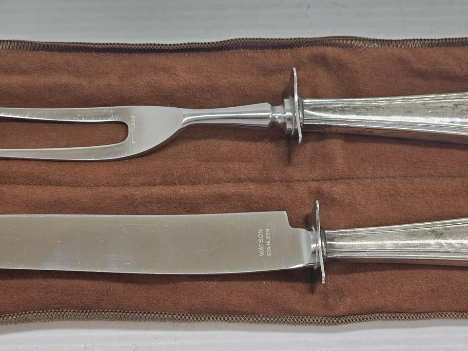 雕刻套装叉/刀,纯银/不锈钢,Watson Co,John Alden — 第 3/4 张图片