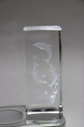 Laser Etched Glass Crystal Cube Paperweight 3D Dolphins Circling Seaweed Clear — photo 9