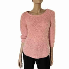 John Paul Richard Pink Sweater Eyelash Size Large Boucle Popcorn JPR Hi-Low