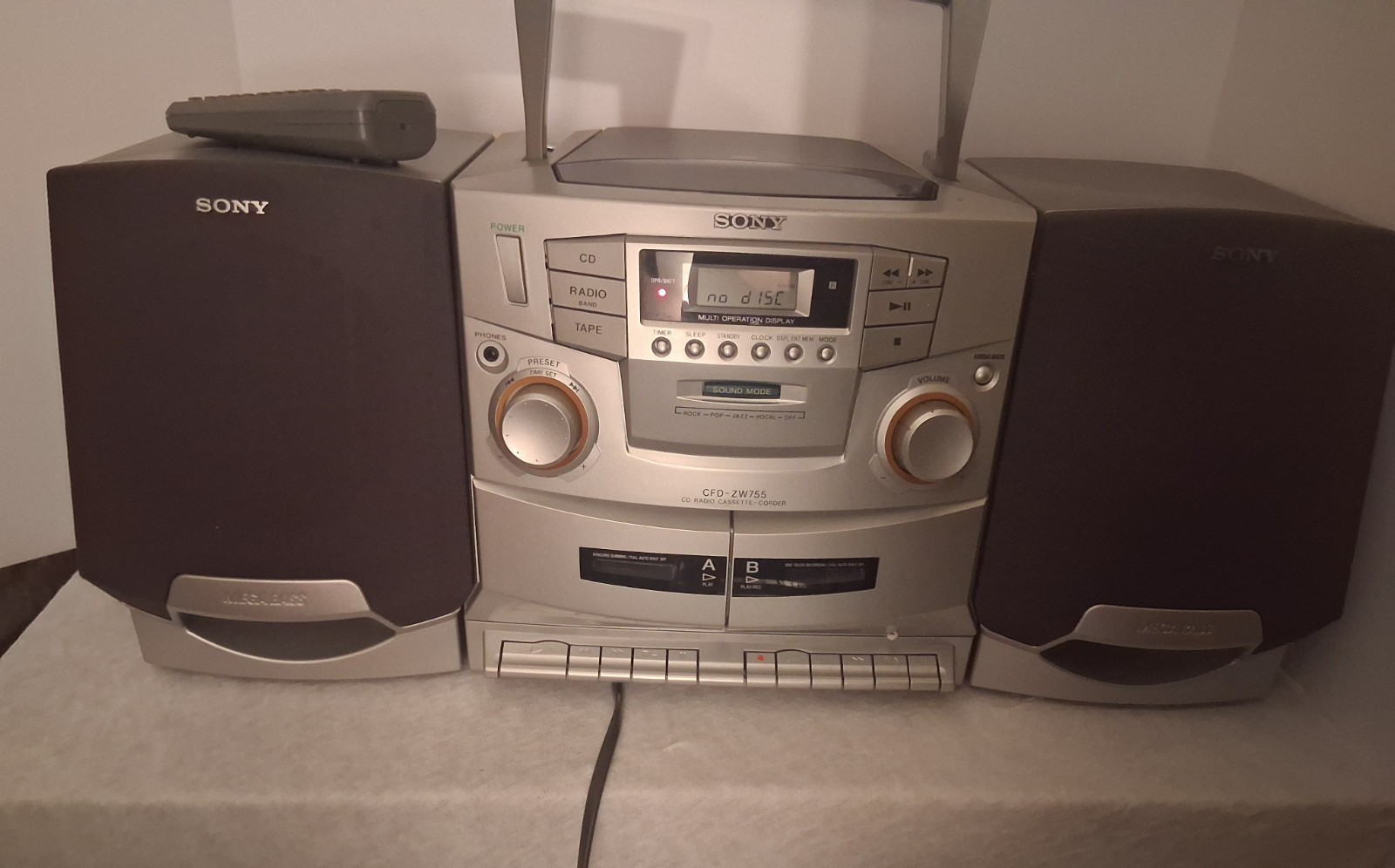 Sony CFD-ZW755 CD Cassette Radio Hi-Fi Stereo Remote AM/FM C