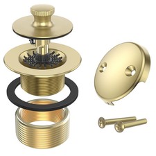 Brushed Gold Bathtub Drain Conversion Kit with Brass Lift Turn Assembly