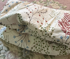 Duvet Cover White Floral 100 Cotton 91"x70" Button up FULL/QUEEN