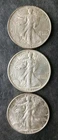 1943, 1943, and 1946 S 50c Walking Liberty Silver Half Dollars