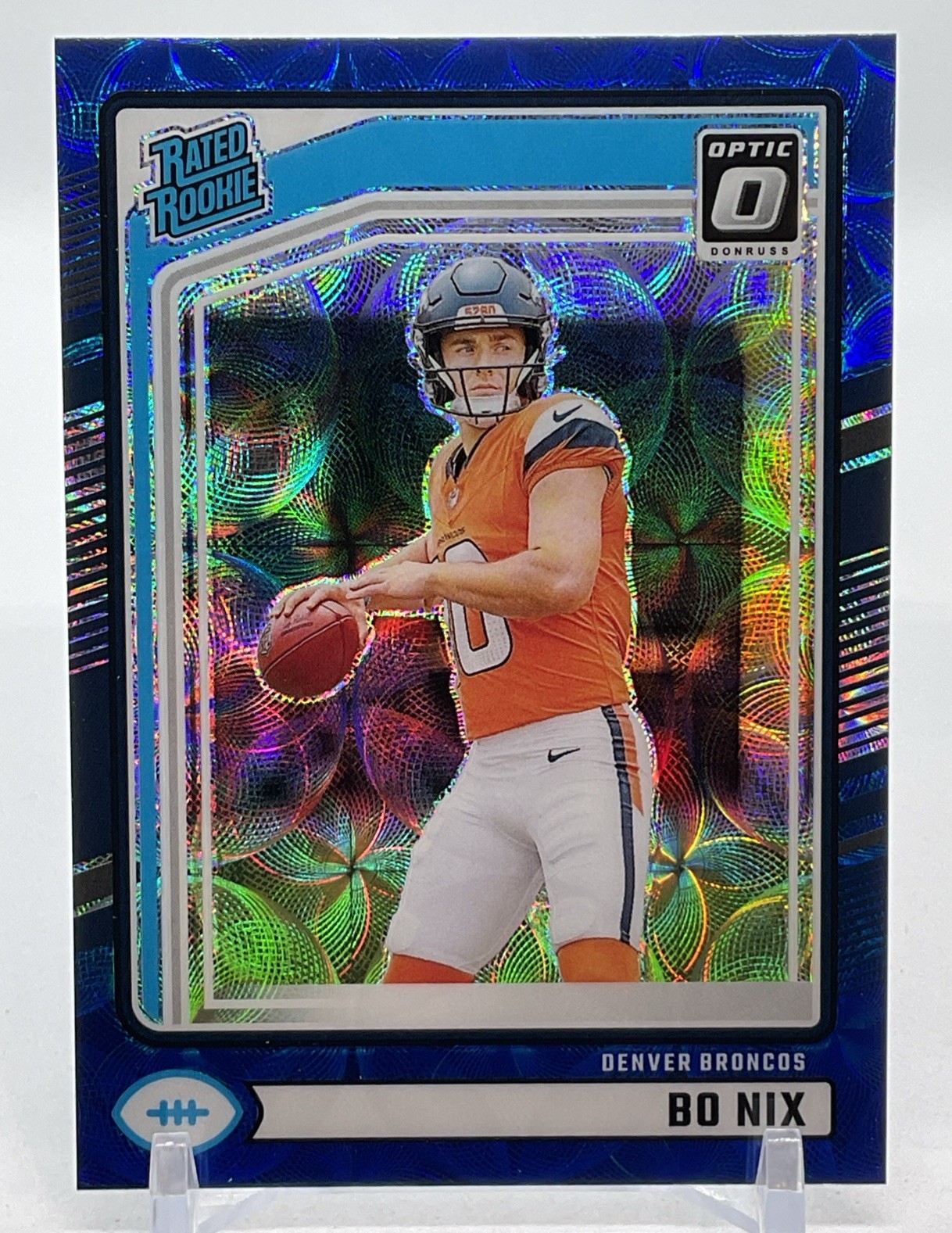 2024 Panini Donruss - Bo Nix #369 Optic Preview Blue Scope Prizm (RC)