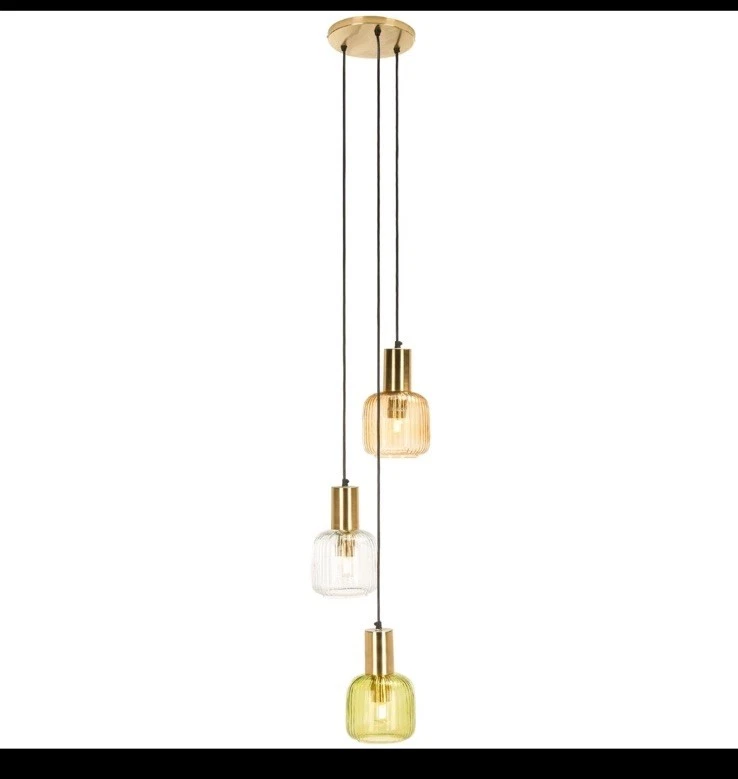 💡Safavieh Collection Rhea Gold 3Luzes Pingente Ajustável Luminária Suspensa - Imagem 4 de 4