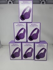 GEMS Over Ear Wireless Headphones Purple Built-In Mic Micro USB- Case Of 6