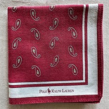 Vintage Mens Bandana Dark Red Cotton Paisley Pattern Classic Handkerchief 19"