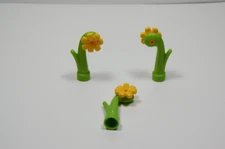 LEGO Lot of 3 Lime Green Stem Vine Plant Bright Yellow Orange Flower Minfig A8