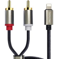 RCA Cable Compatible with iPhone, iOS to RCA Aux Audio Cord, Hi-Fi Sound RCA Ste