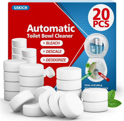20 Pack Toilet Bowl Cleaner Tablets,White Automatic Toilet Tank Cleaners, Long-L