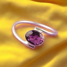925 Solid Silver Natural Amethyst February Birthstone Ring All Size Best Gift DN