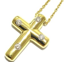 Tiffany  Co. Dots Cross 4 Point Diamond Necklace 750 18K YG Yellow Gold