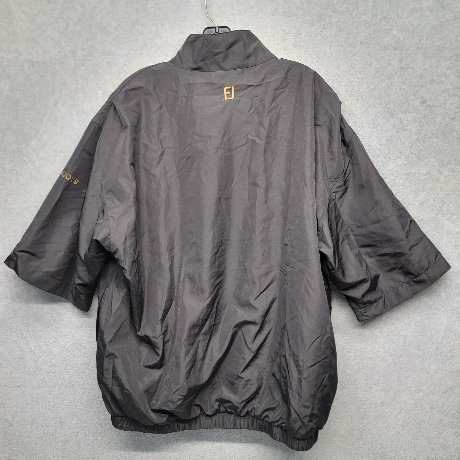 Footjoy Dryjoys Jacket Mens L Black 1/2 Zip Snap Short Sleeve Golf Windbreaker