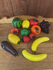Lot of 13 Vintage Art Glass Fruits and Vegetables~Nice Variety!