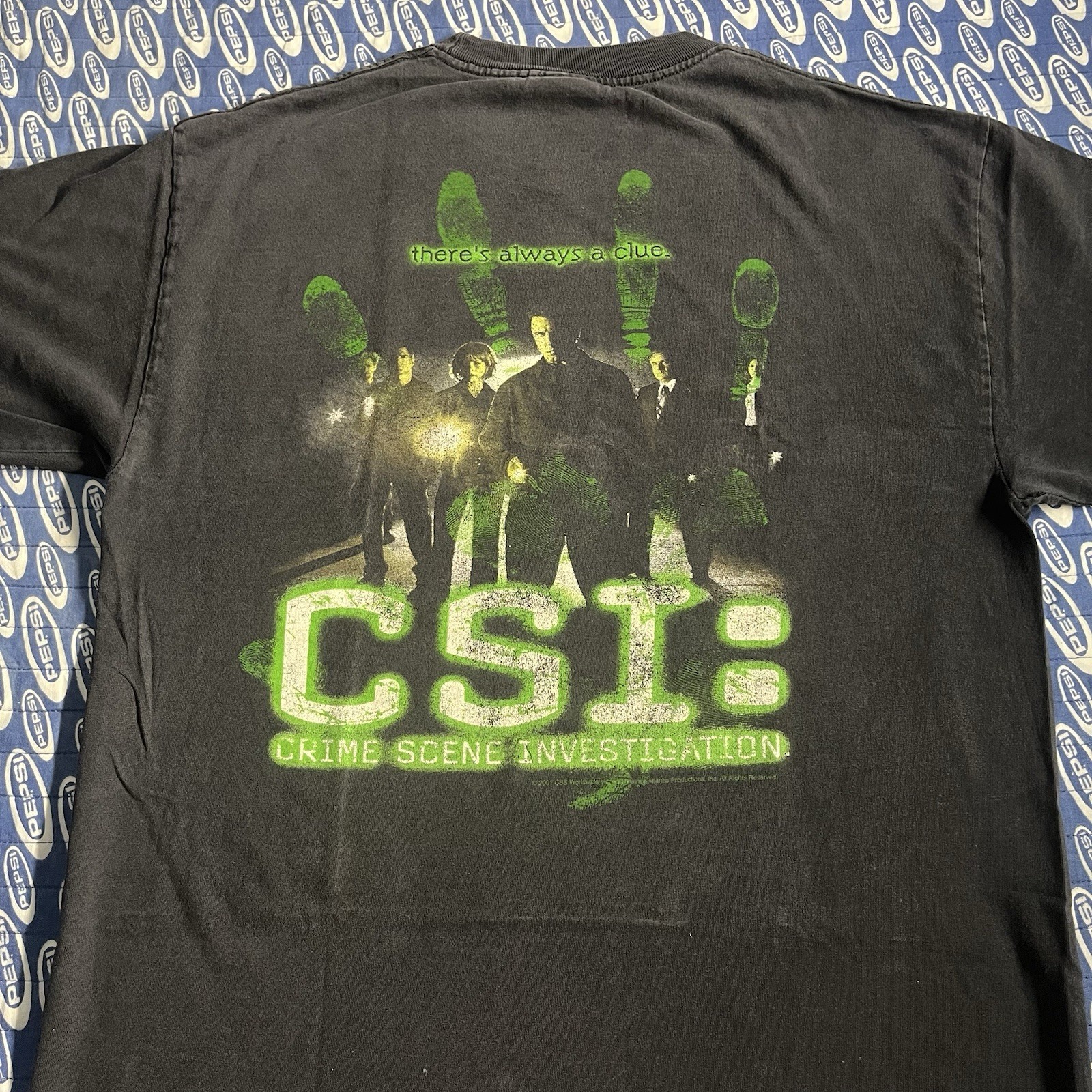 Vtg CSI Crime Scene Investigation 2001 Graphic T-shirt Men Large Black TV Show