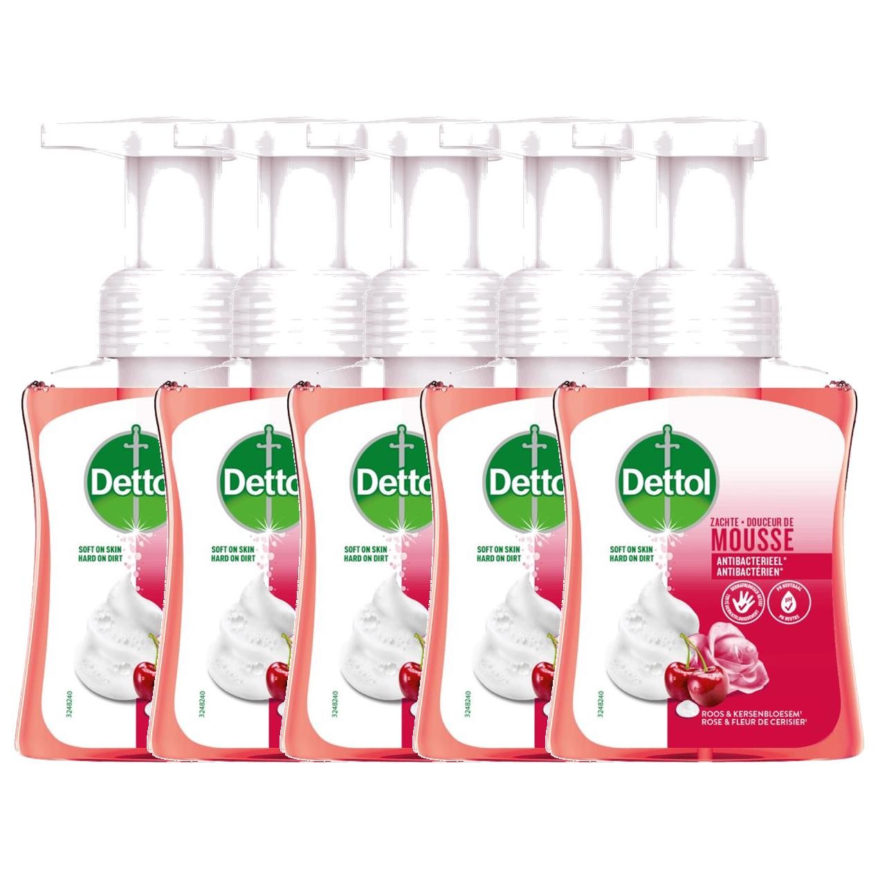 Dettol Douceur de Mousse lot de 5 savons de 250 ml parfaits pour la cuisine et la salle de bain