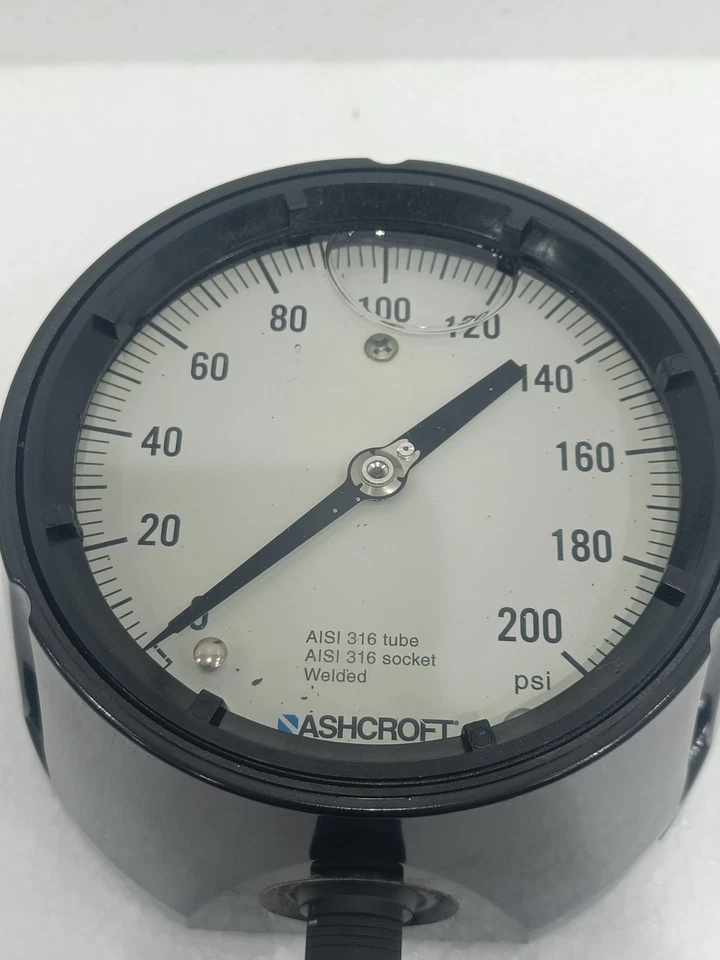 ASHCROFT DURAGAUGE 45-1279-SS-04L PRESSURE GAUGE 4.5 INCH 200 PSI 316 SS  NEW - Image 4 of 4