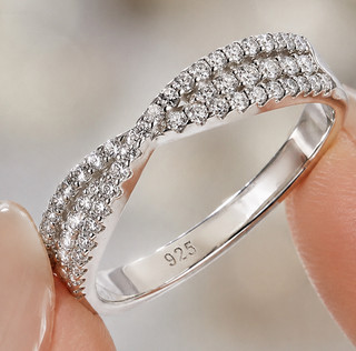 VVS D Color Moissanite Criss Cross Ring 925 Silver Stackable Promise Band Size 7