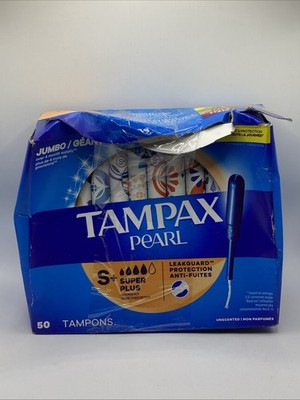 Tampax Pearl Light W/ Leak Guard Protection, 50ct Jumbo Box Unscented
