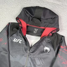 UFC Venum Hoodie Mens M Black Red Fight Night Walkout Sweatshirt Full Zip