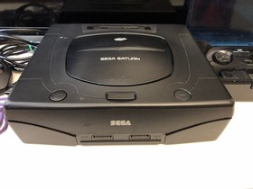 Sega Saturn Black Video Game Console MK-80000A *w/New Battery* + controllers