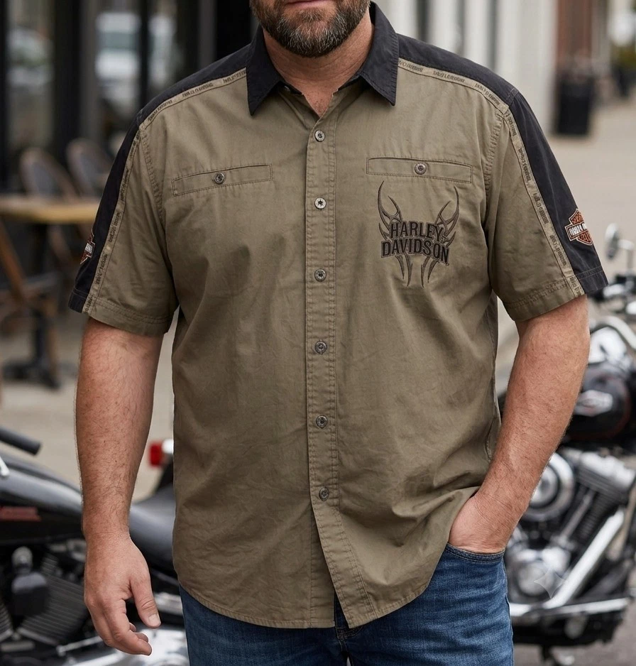 Harley-Davidson Motorcycle Casual Button-Down Shirts for Men for
