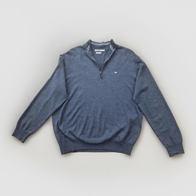 Peter Millar 1/4 Zip Pullover Merinowolle Grau XL Herren Golf Tailored Fit
