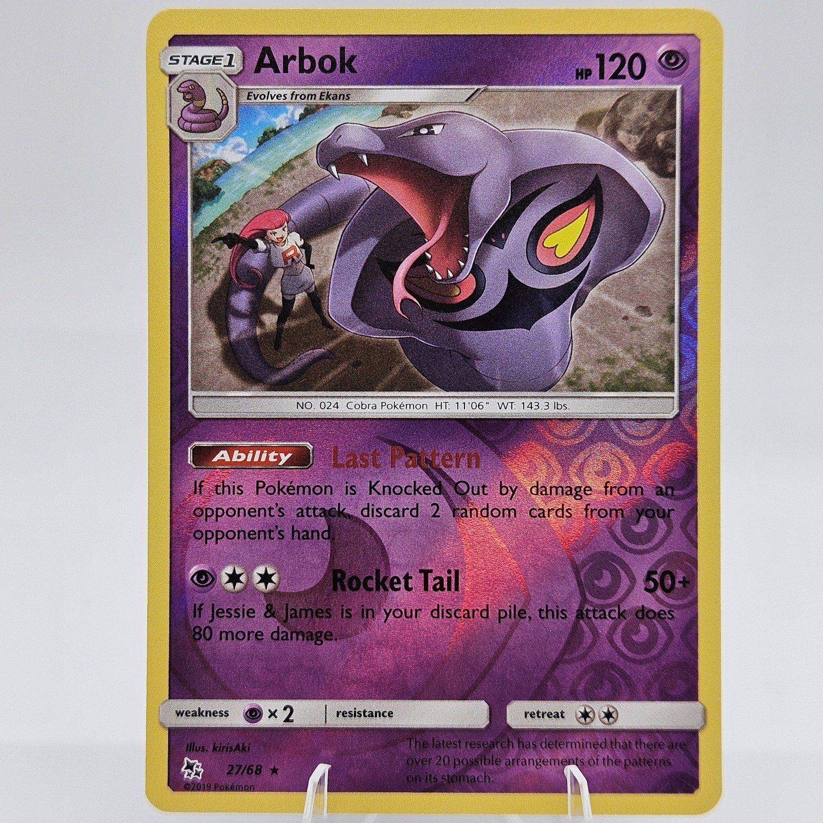 Arbok 27/68 Hidden Fates Reverse Holo Pokemon Card NM