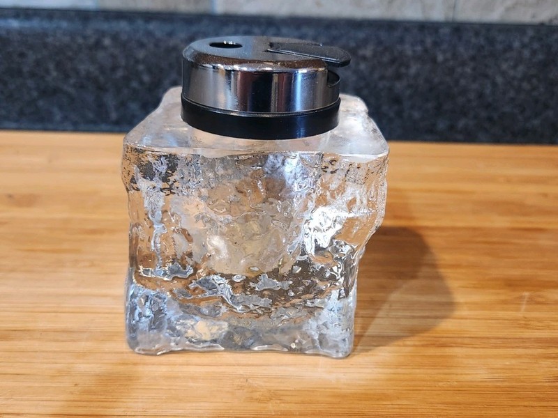 Vintage crystal table lighter, resemble a textured block of ice.MCM Design works