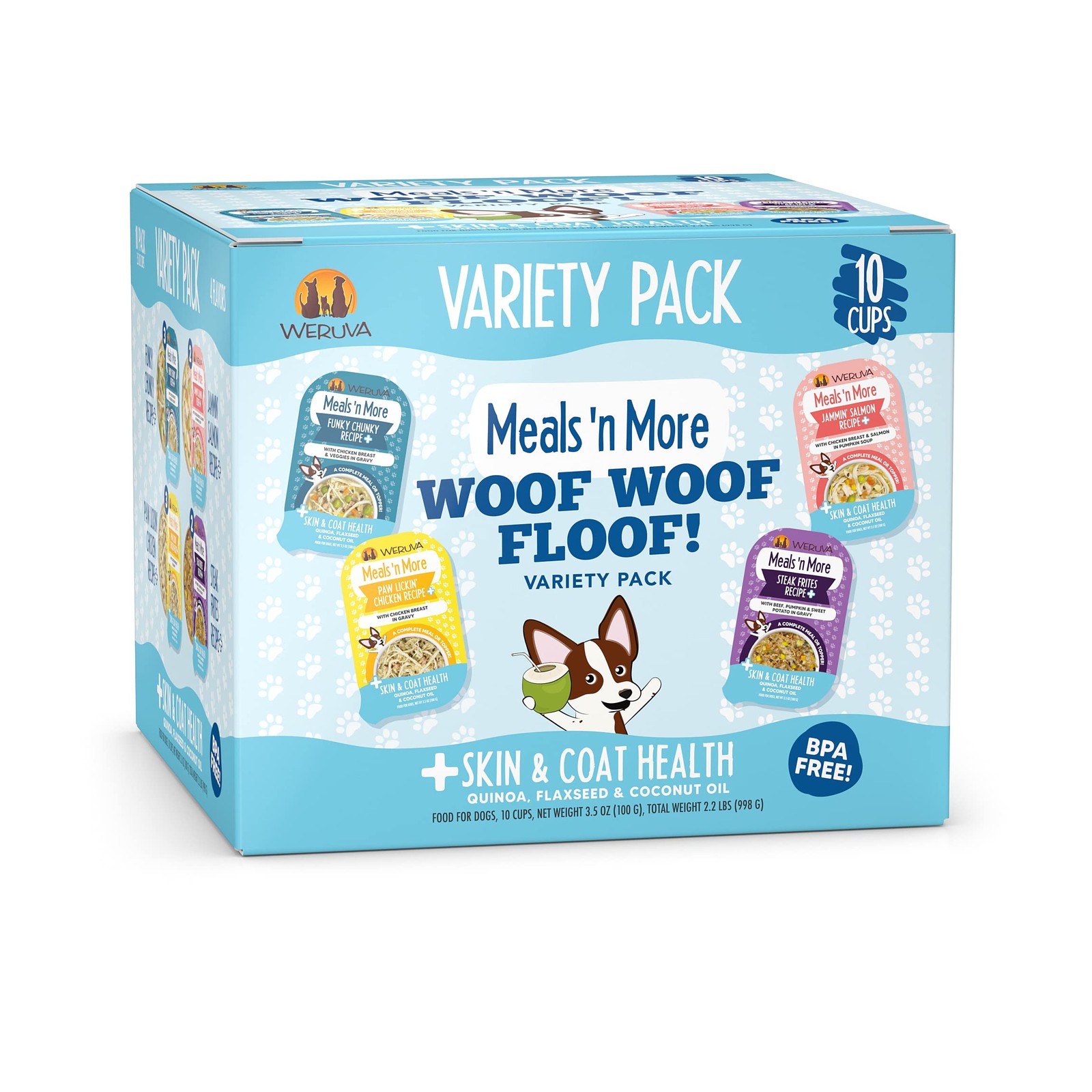 Meals 'n More Natural Wet Dog Food, Woof Woof Floof! Skin & Coat Health Varie...