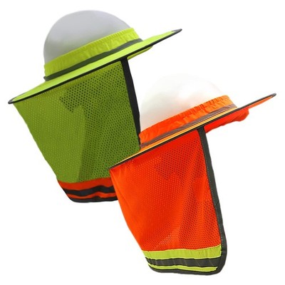 Wolf High-Visibility Orange Reflective Full-Brim Hard Hat Mesh Sun Visor Neck...