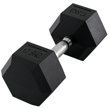 Image of HOMCOM 17.5KG Single Rubber Hex Dumbbell Portable Hand Weights Home Gym