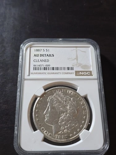 1887-S Silver Morgan Dollar NGC AU DETAILS HARD DATE (Cleaned) 🔥 S-Mint