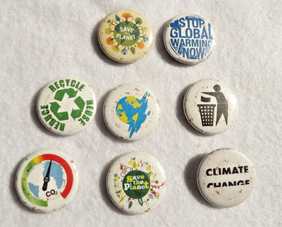 8 different GLOBAL WARMING save planet CLIMATE CHANGE + MORE  protest BUTTONS