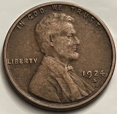 1924-S Lincoln Wheat Cent — VG — San Francisco Mint — Low Mintage — BN368