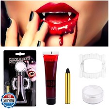Halloween Fake Blood Washable  Fake Teeth Vampire Teeth  Black and White Fa