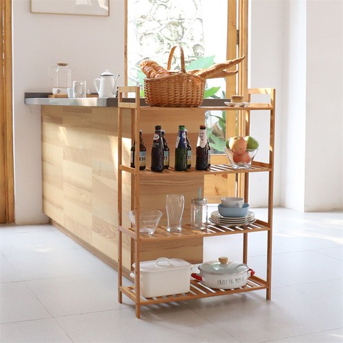 Large Bamboo Plant Stand Bookshelf Storage Organizer Shelves Shoe Rack 4 Tiers - Picture 9 of 12