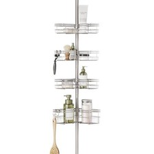Satin Nickel Corner Shower Caddy 4 Tier Rust Resistant Organizer Tension Pole