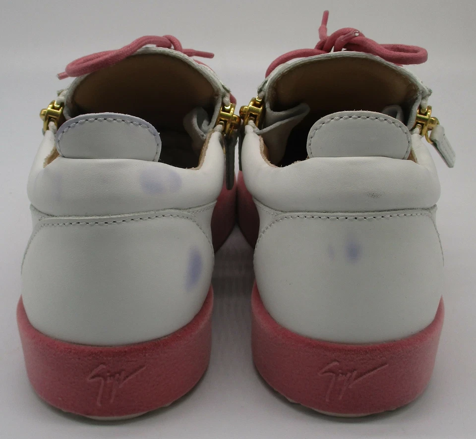 Giuseppe Zanotti белые кожаные кроссовки с розовой замшевой отделкой размер 39,5 - Изображение 4 из 4