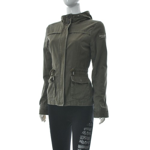Abercrombie & Fitch Women's Drawstring Waist Cargo Hooded Travel Jacket Genuine - Picture 2 of 8