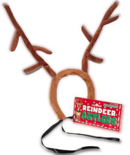 REINDEER ANTLERS Christmas Headband Deer Hat Animal Furry Rudolph The Red Nose