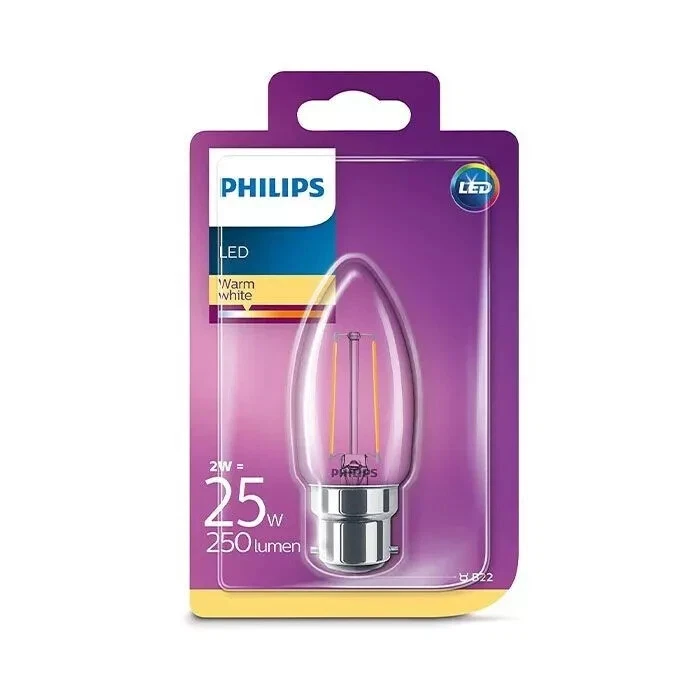 Philips Classic 2w (25w), Warm White, 250 Lumen, Bayonet (B22) Candle Light Bulb - Image 2 of 4
