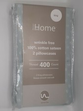 iHOME 2 Pk KING Pillowcases 100 Cotton Sateen 400 Count Julia Blue