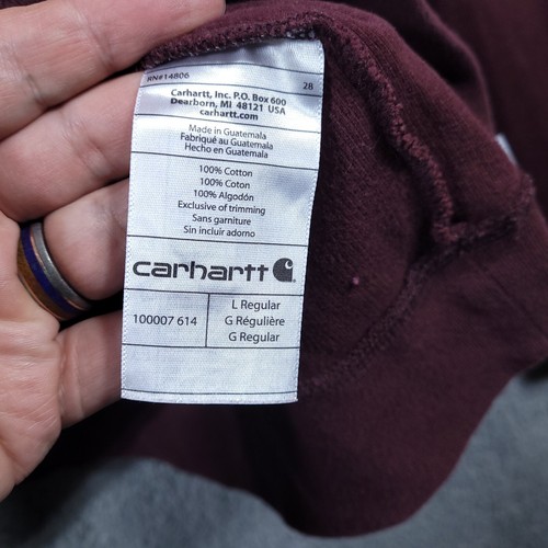 Carhartt Men Sweater Adult L Maroon Quarter Zip Pullover Relaxed Fit Workwear  - Picture 7 of 11