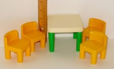 Vintage Little Tikes Dollhouse Size Kitchen Table  4 Matching Chair Set