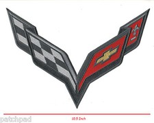 CORVETTE CORVETTE RACE TEAM CORVETTE RACING C-7 IRON ON GOLD THREADS 10.5" PATCH